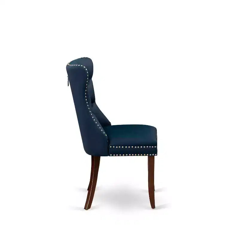 Chaise de salle à manger Parsons capitonnée, similicuir bleu marine
