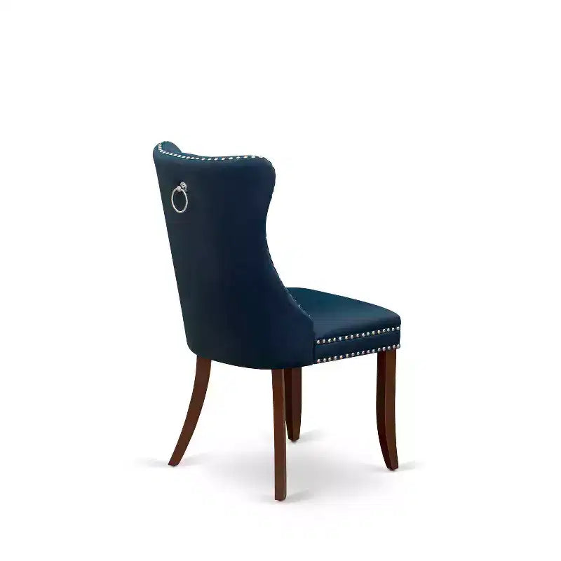 Chaise de salle à manger Parsons capitonnée, similicuir bleu marine