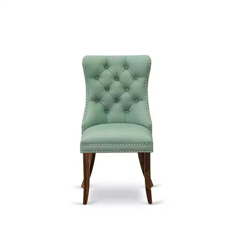Chaise de salle à manger Parsons capitonnée, similicuir bleu marine