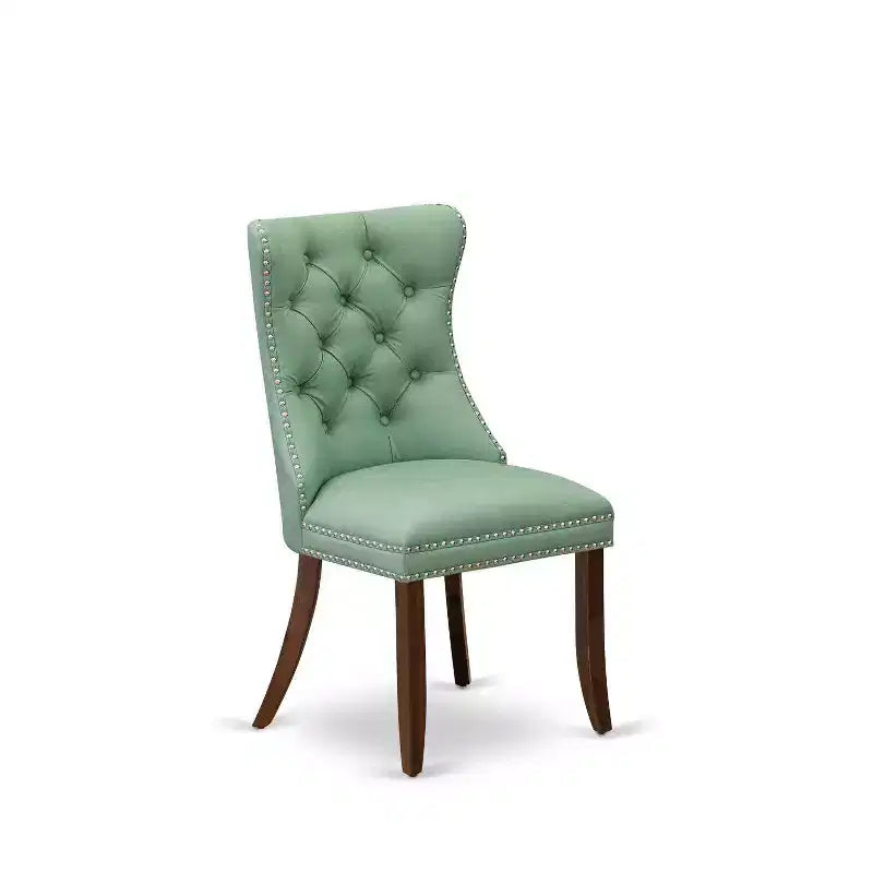 Chaise de salle à manger Parsons capitonnée, similicuir bleu marine