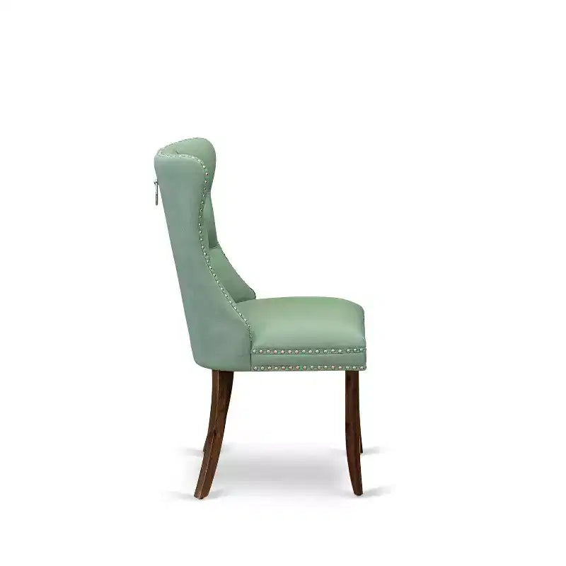 Chaise de salle à manger Parsons capitonnée, similicuir bleu marine