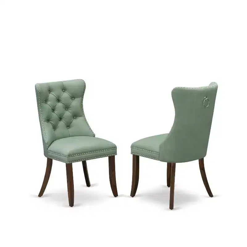 Chaise de salle à manger Parsons capitonnée, similicuir bleu marine