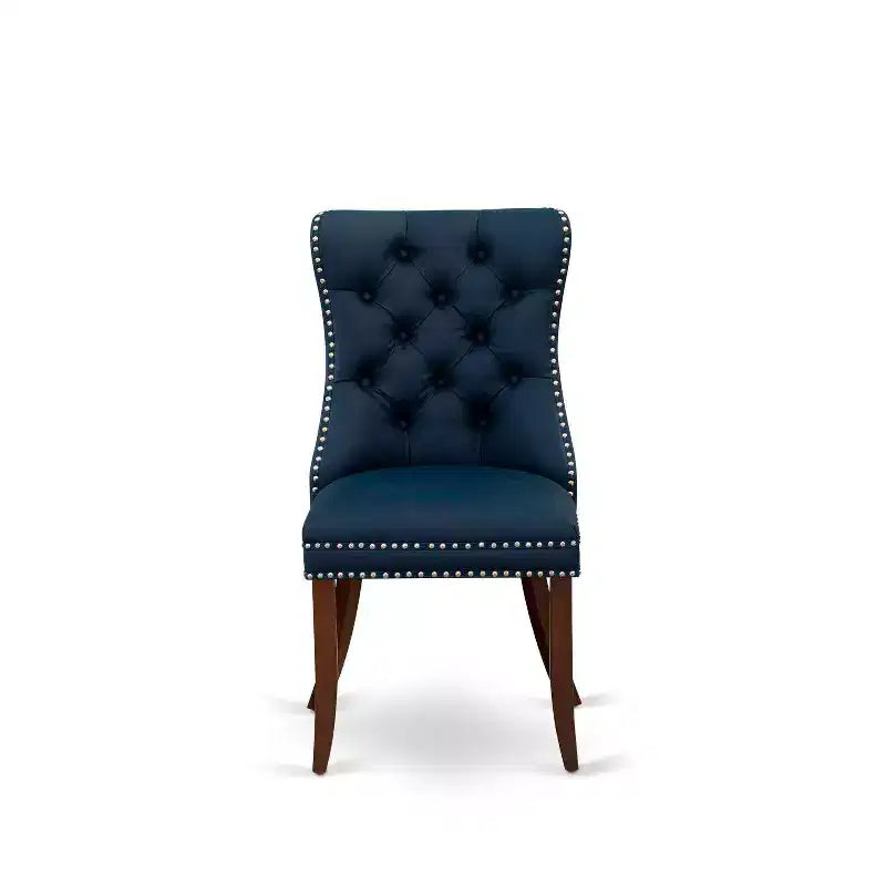 Chaise de salle à manger Parsons capitonnée, similicuir bleu marine
