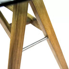 Bureau en bois d'acacia avec plateau en verre, style moderne du milieu du siècle, naturel/vert