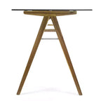 Bureau en bois d'acacia avec plateau en verre, style moderne du milieu du siècle, naturel/vert