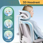 Chaise de bureau ergonomique en maille avec appui-tête 3D, soutien lombaire et fonction d'inclinaison