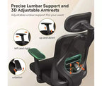Chaise de bureau ergonomique en maille avec appui-tête 3D, soutien lombaire et fonction d'inclinaison