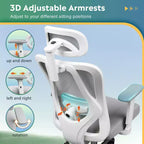 Chaise de bureau ergonomique en maille avec appui-tête 3D, soutien lombaire et fonction d'inclinaison