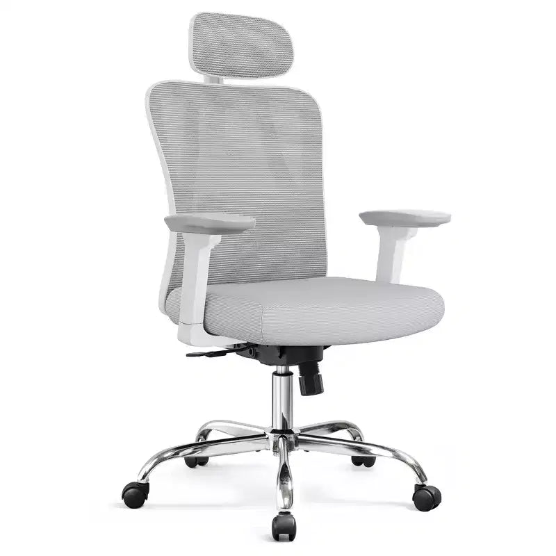 Chaise de bureau ergonomique en maille avec appui-tête 3D, soutien lombaire et fonction d'inclinaison