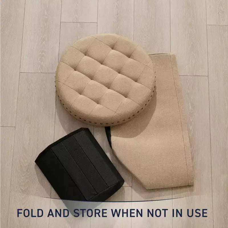 Pouf de rangement pliable rond de 20 po avec garniture cloutée