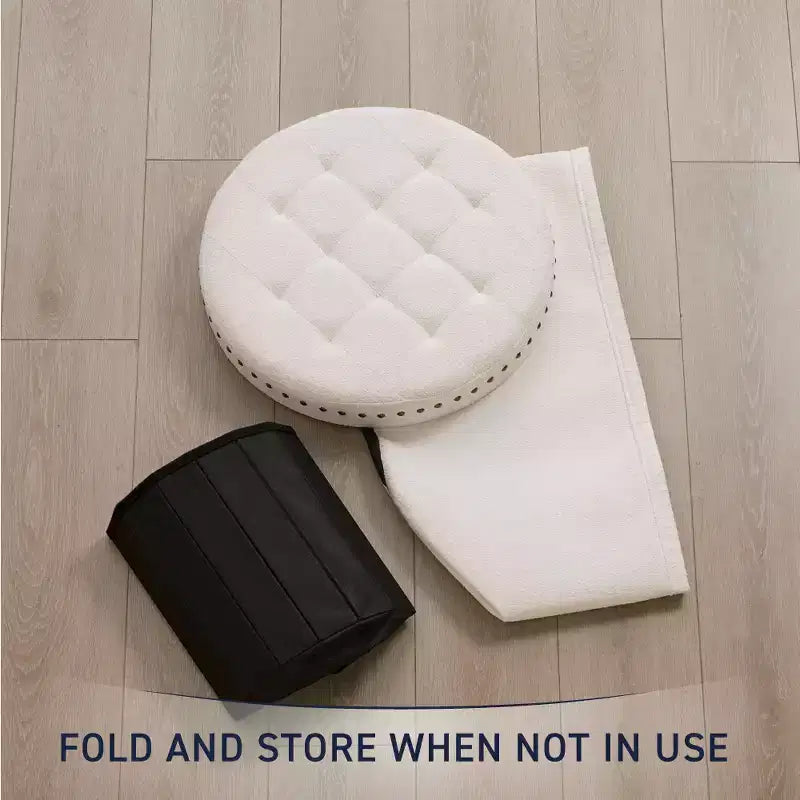 Pouf de rangement pliable rond de 20 po avec garniture cloutée