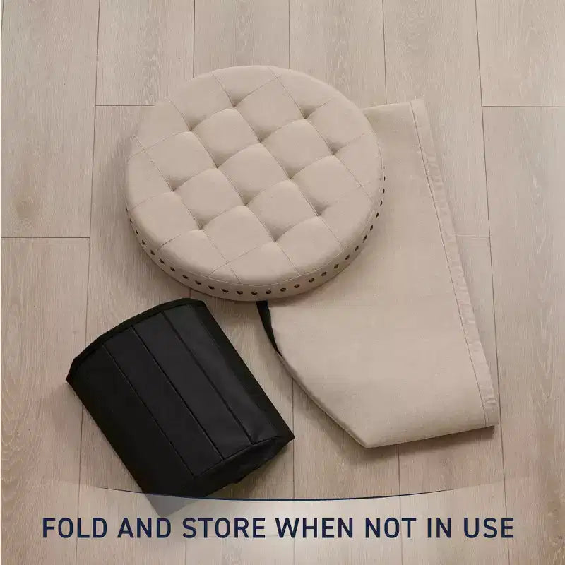 Pouf de rangement pliable rond de 20 po avec garniture cloutée