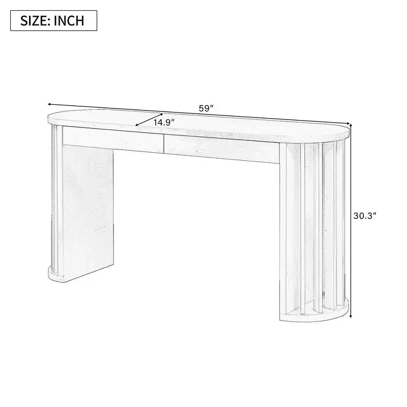 Console 150 cm avec pieds incurvés en éventail, placage chêne naturel