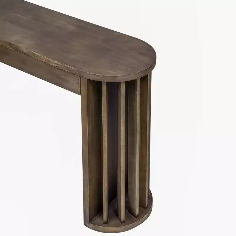Console 150 cm avec pieds incurvés en éventail, placage chêne naturel