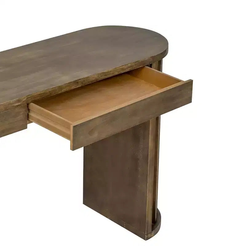 Console 150 cm avec pieds incurvés en éventail, placage chêne naturel