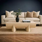 Table basse rectangulaire en bois de manguier de 122 cm, design bûche naturelle