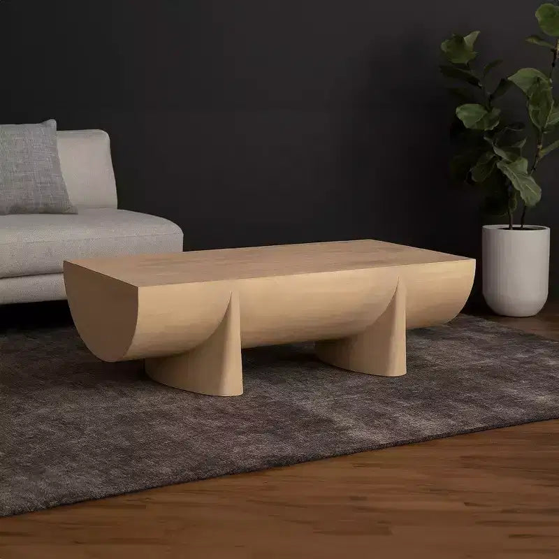 Table basse rectangulaire en bois de manguier de 122 cm, design bûche naturelle