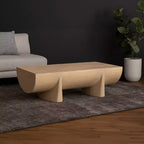 Table basse rectangulaire en bois de manguier de 122 cm, design bûche naturelle