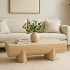 Table basse rectangulaire en bois de manguier de 122 cm, design bûche naturelle