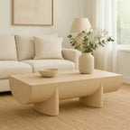 Table basse rectangulaire en bois de manguier de 122 cm, design bûche naturelle