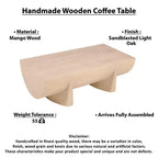 Table basse rectangulaire en bois de manguier de 122 cm, design bûche naturelle