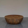 Table basse ronde de 35,5 po en bois de manguier, brun noyer