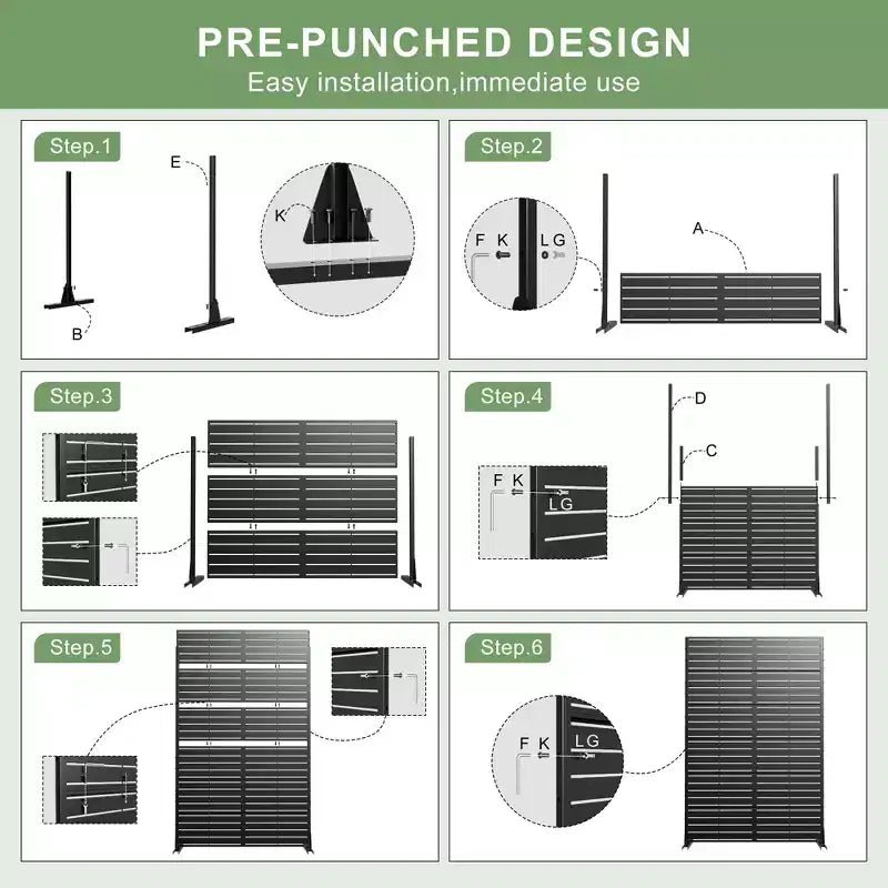 Brise-vue extérieur en métal de 72 po, clôture décorative de jardin