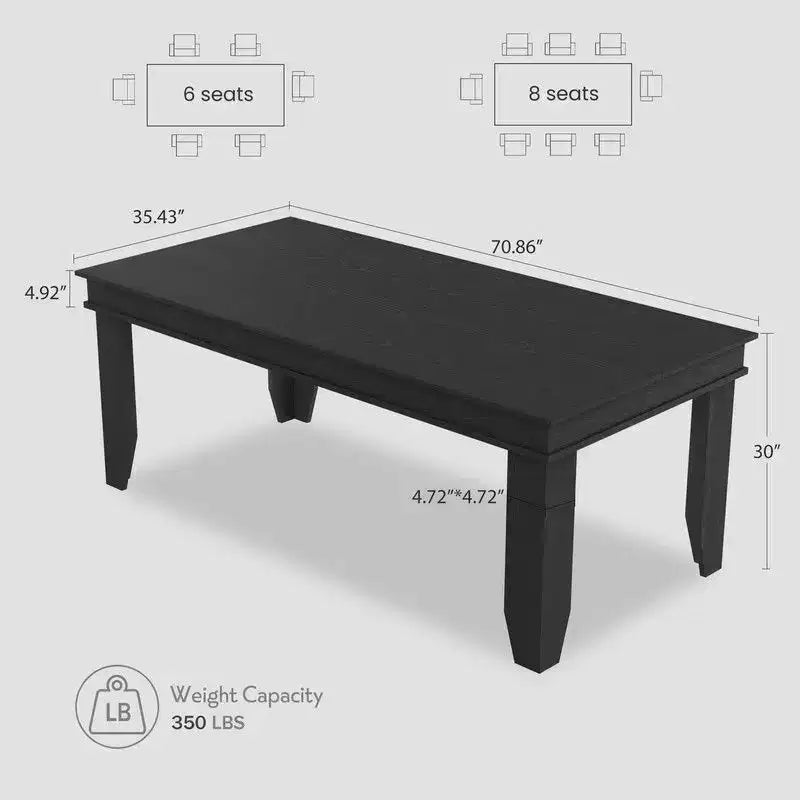 Table à manger de ferme en bois de 180 cm pour 6 à 8 personnes