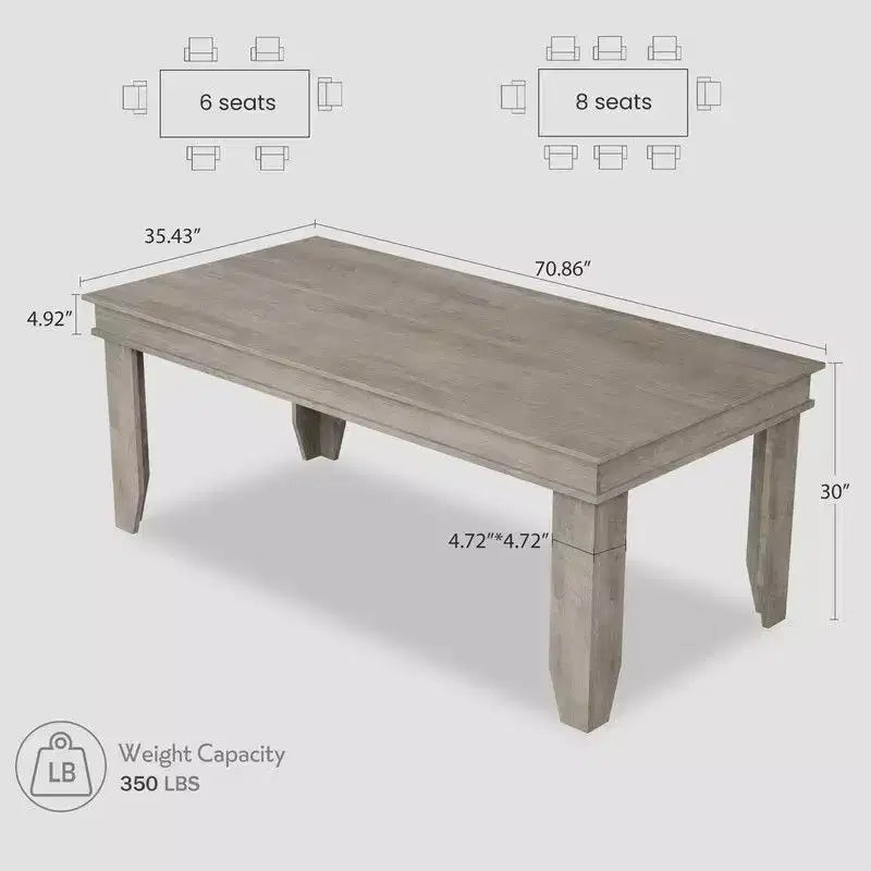 Table à manger de ferme en bois de 180 cm pour 6 à 8 personnes