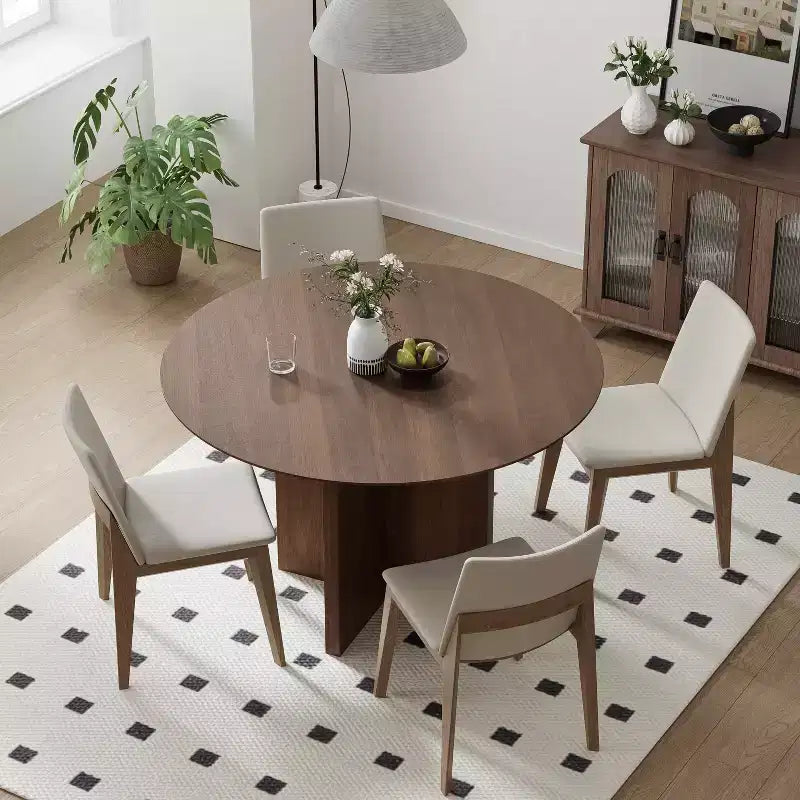 Table à manger ronde en bois 45" pour 4 personnes, style moderne de ferme