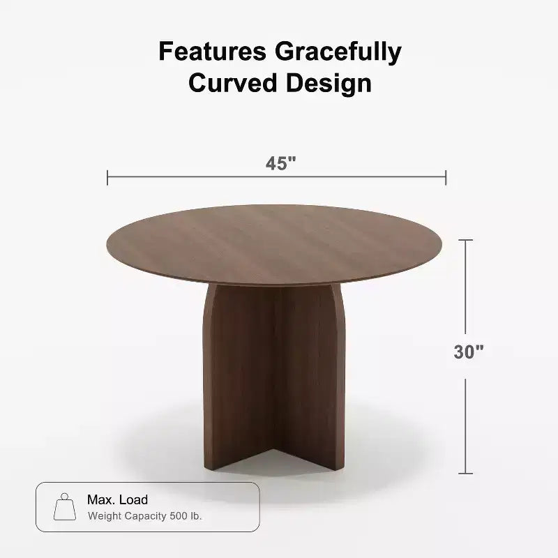 Table à manger ronde en bois 45" pour 4 personnes, style moderne de ferme
