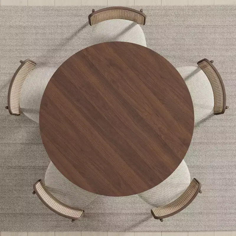 Table à manger ronde en bois 45" pour 4 personnes, style moderne de ferme