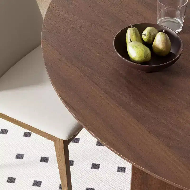 Table à manger ronde en bois 45" pour 4 personnes, style moderne de ferme