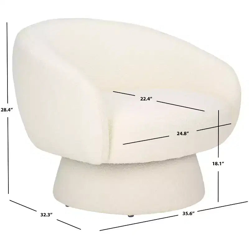 Fauteuil pivotant d'appoint en bouclette ivoire