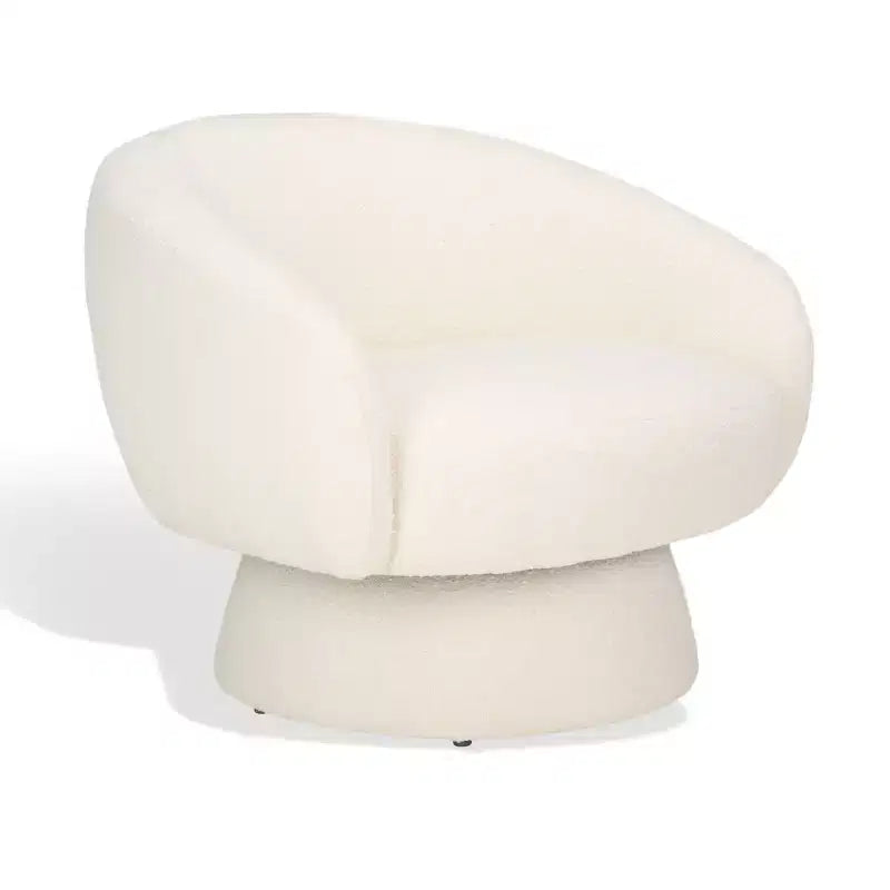 Fauteuil pivotant d'appoint en bouclette ivoire