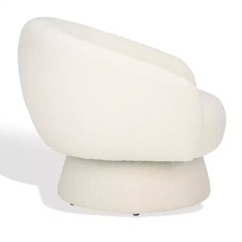 Fauteuil pivotant d'appoint en bouclette ivoire