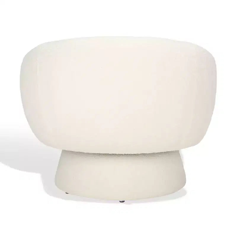 Fauteuil pivotant d'appoint en bouclette ivoire