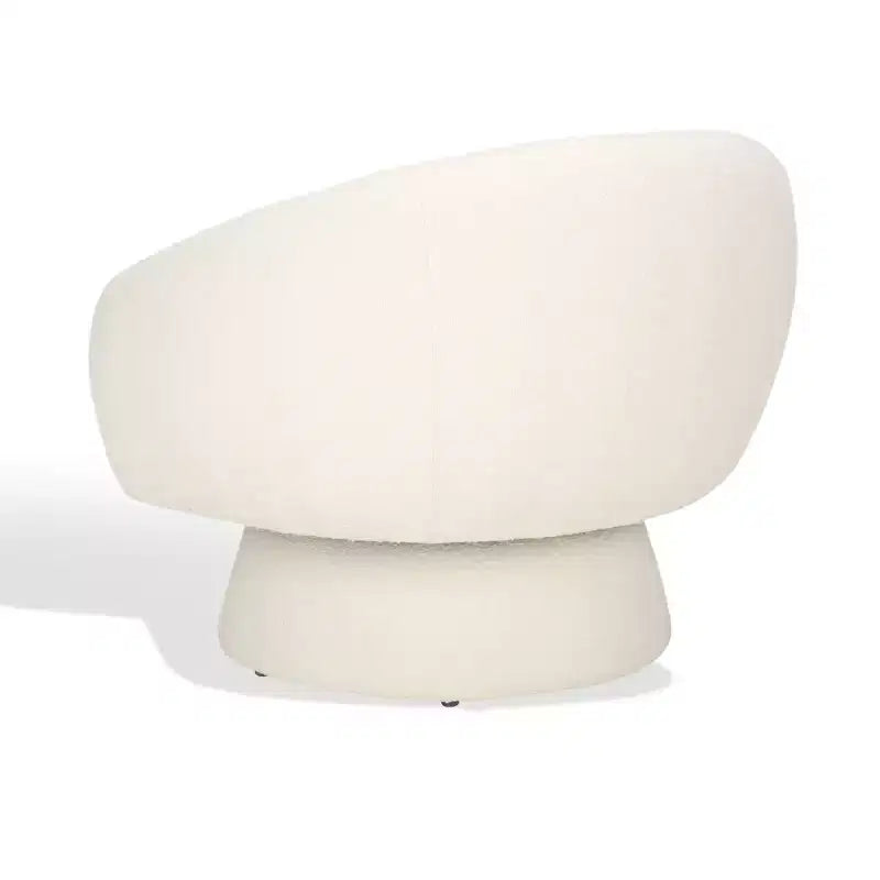 Fauteuil pivotant d'appoint en bouclette ivoire