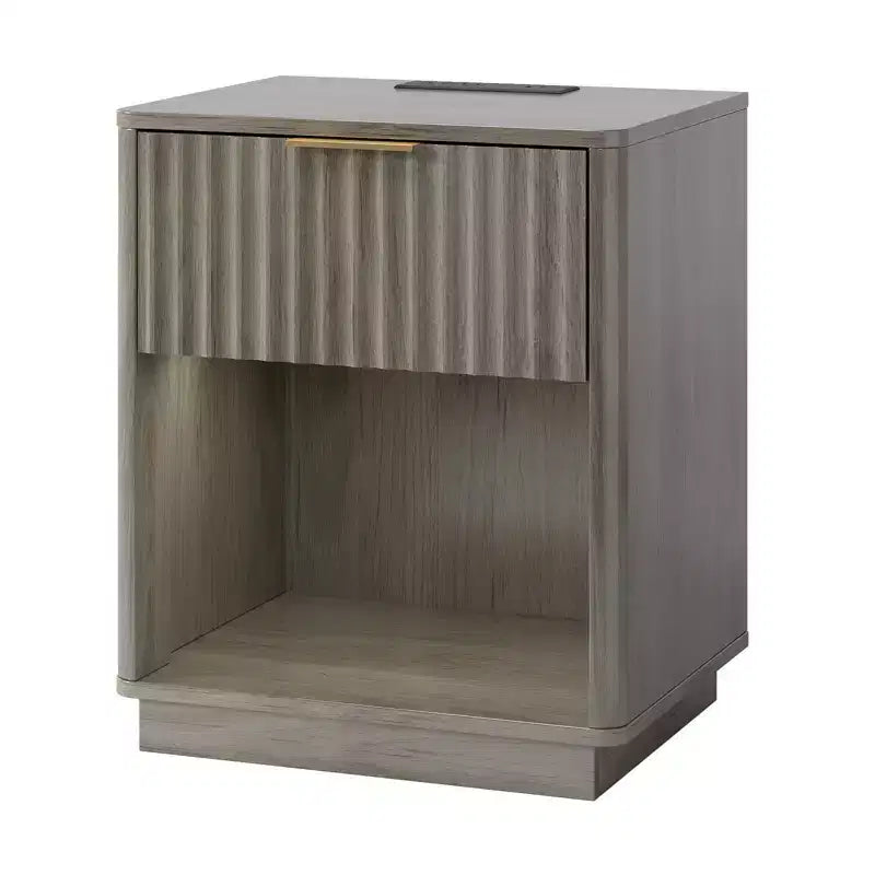 Table de chevet grise en MDF à 1 tiroir, 48 cm L