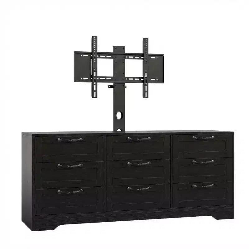 Commode à 9 tiroirs Meuble TV avec support réglable pour téléviseurs de 32" à 85", Blanc