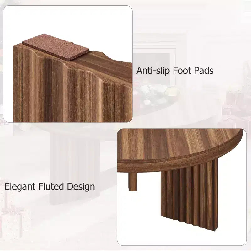 Table basse ronde de 84,8 cm avec plateau épais et pieds cannelés