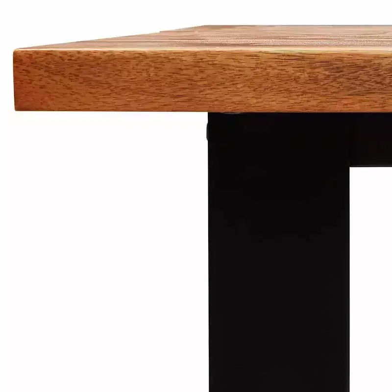 Table à manger en acacia massif à bord irrégulier avec pieds en acier, 6 places