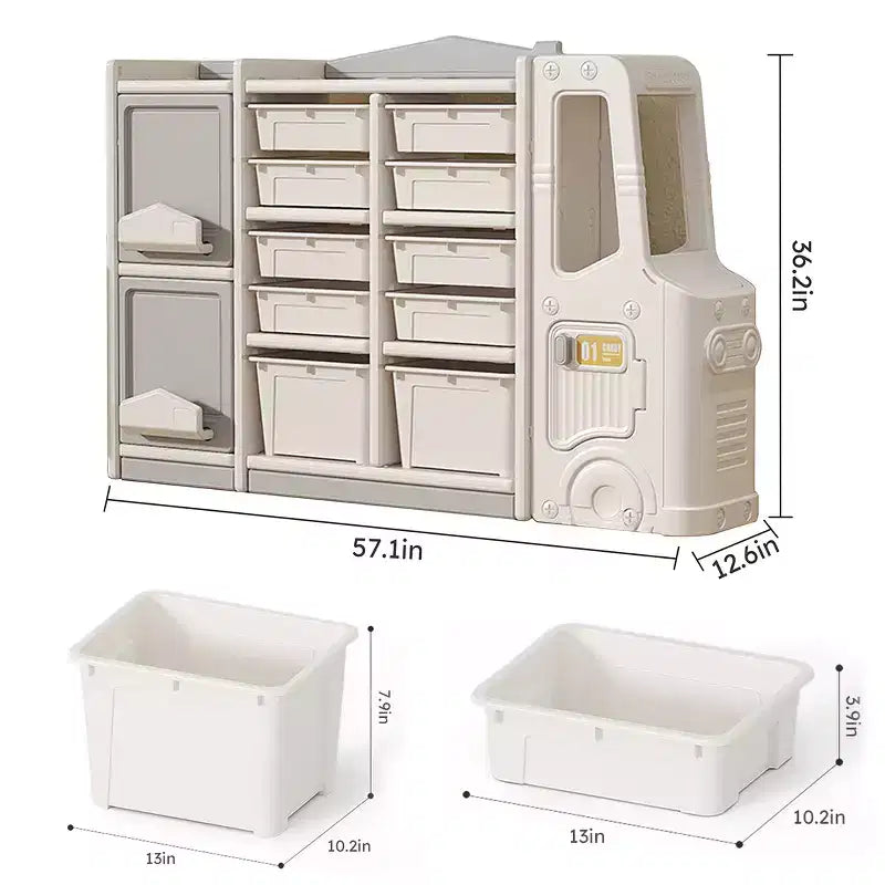 Meuble de rangement pour jouets d'enfants, en PEHD écologique, multifonctionnel