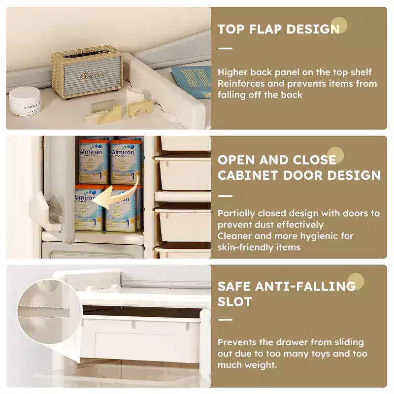 Meuble de rangement pour jouets d'enfants, en PEHD écologique, multifonctionnel