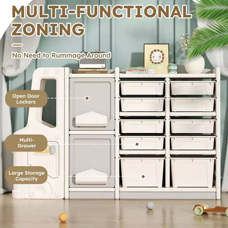 Meuble de rangement pour jouets d'enfants, en PEHD écologique, multifonctionnel