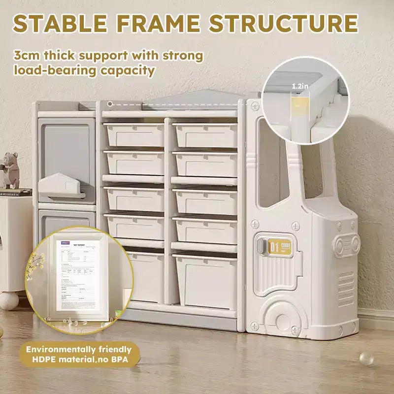 Meuble de rangement pour jouets d'enfants, en PEHD écologique, multifonctionnel