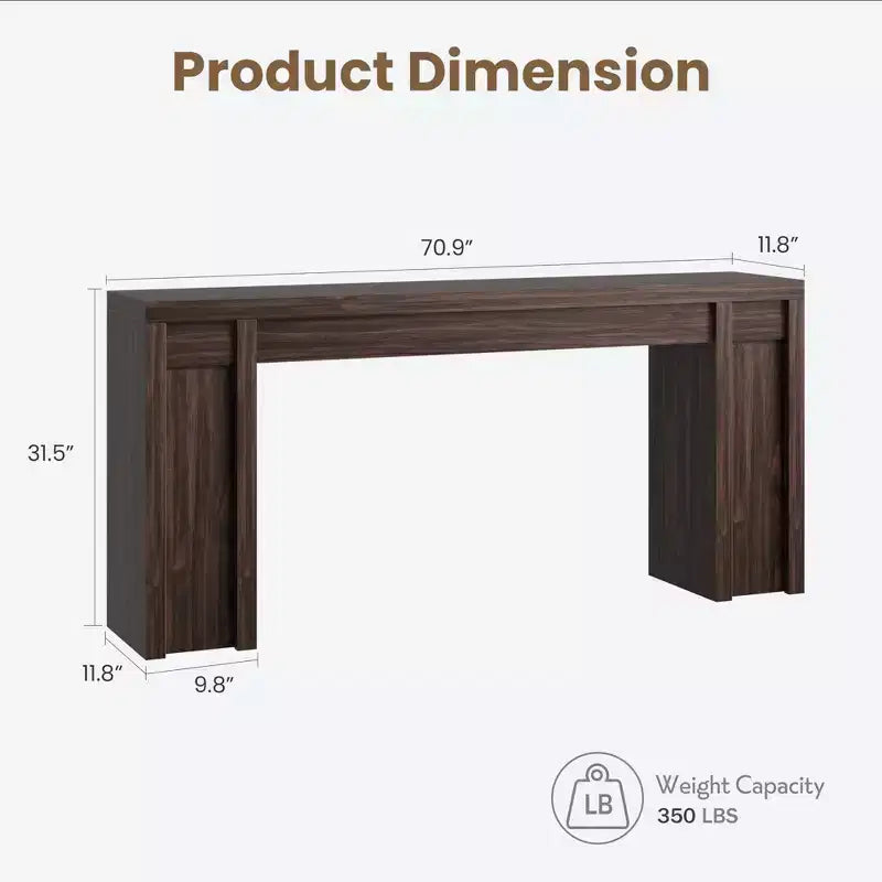 Console rustique de 180 cm, Noyer grain de bois vintage