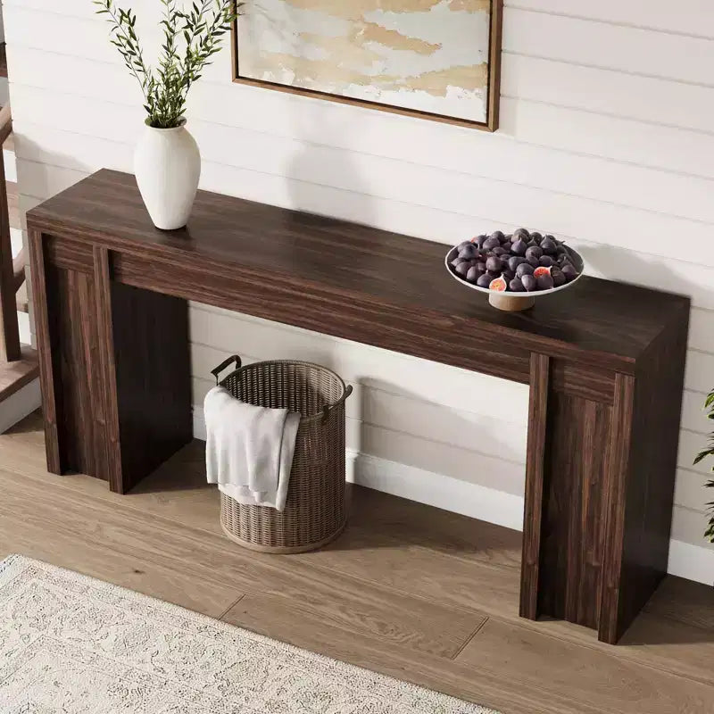 Console rustique de 180 cm, Noyer grain de bois vintage