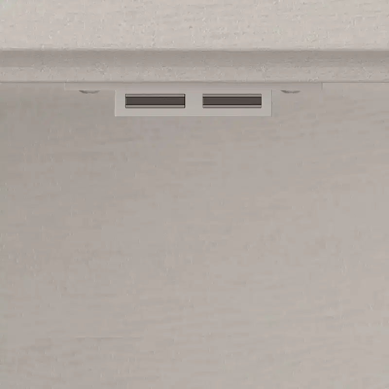 Vitrine de présentation blanche de 132 cm de haut avec porte en verre, 2 tiroirs et étagères réglables