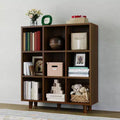 Bibliothèque 9 cubes Mid-Century Modern, marron rétro avec pieds anti-basculement